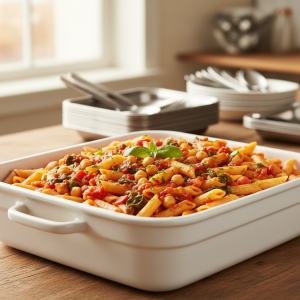 Penne aux pois chiches et sauce tomate - Recette restauration collective