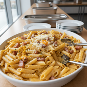 Penne carbonara - Recette restauration collective