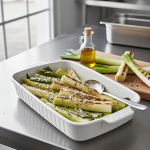 Poireaux grillés à l'huile d'olive - Recette restauration collective