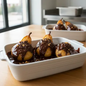 Poires au four au chocolat - Recette restauration collective