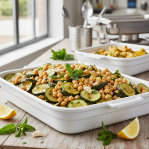 Pois chiches aux courgettes et menthe fraîche - Recette restauration collective