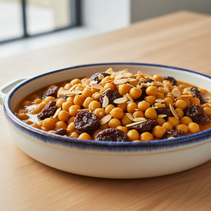 Pois chiches aux pruneaux et amandes effilées - Recette restauration collective