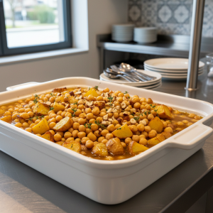 Pois chiches aux topinambours et noisettes - Recette restauration collective