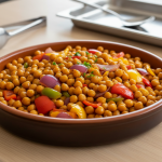 Pois chiches sautés aux poivrons et oignons rouges - Recette restauration collective