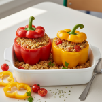 Poivrons farcis au riz méditerranéen - Recette restauration collective