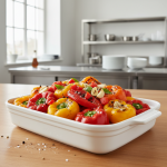 Poivrons rôtis au four à l'ail - Recette restauration collective