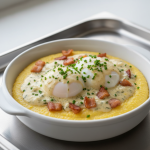 Polenta et œuf poché sauce au fromage - Recette restauration collective