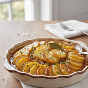 Pommes de terre à la boulangère - Recette restauration collective