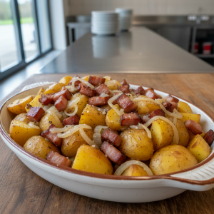 Pommes de terre au lard alsaciennes - Recette restauration collective