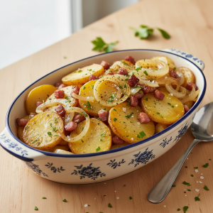 Pommes de terre lyonnaises enrichies - Recette restauration collective