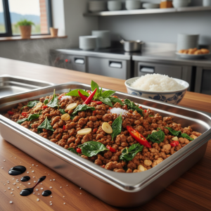 Porc sauté thaï au basilic - Recette restauration collective