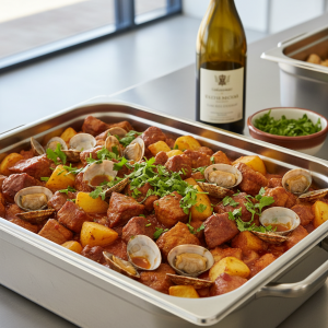 Porco à alentejana (porc aux palourdes) - Recette restauration collective