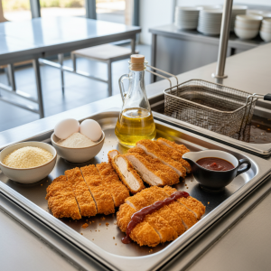 Poulet katsu (pané japonais) - Recette restauration collective