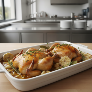 Poulet rôti aux 40 gousses d'ail - Recette restauration collective