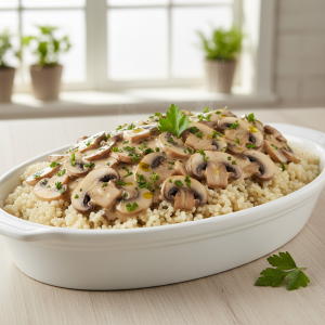 Quinoa sauce crémeuse champignons - Recette restauration collective