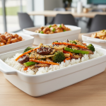 Riz blanc aux légumes sautés à l'asiatique - Recette restauration collective