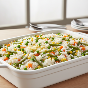 Riz blanc aux petits légumes - Recette restauration collective