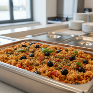 Riz complet à la tomate et olives - Recette restauration collective