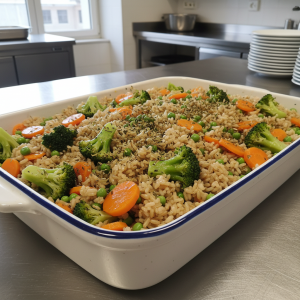 Riz complet aux légumes de saison - Recette restauration collective