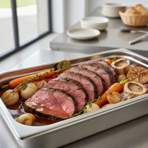 Rôti de bœuf au jus - Recette restauration collective