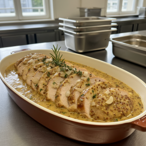 Rôti de porc à la moutarde - Recette restauration collective