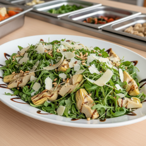 Salade d'artichauts, roquette et parmesan - Recette restauration collective