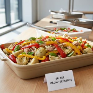 Salade d'artichauts, thon et poivrons grillés - Recette restauration collective