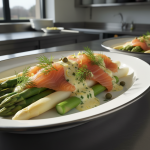 Salade d'asperges bicolores au saumon fumé - Recette restauration collective