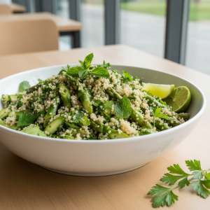 Salade d'asperges, quinoa et herbes fraîches - Recette restauration collective