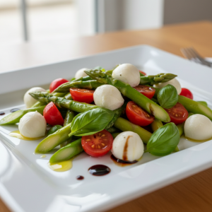 Salade d'asperges, tomates cerises et mozzarella - Recette restauration collective