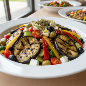 Salade d'aubergines grillées à la méditerranéenne - Recette restauration collective