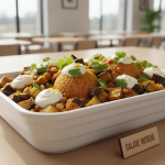 Salade d'aubergines, lentilles corail et curry - Recette restauration collective