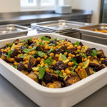 Salade d'aubergines, pois chiches et menthe - Recette restauration collective