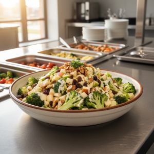 Salade de brocolis, pommes et noix - Recette restauration collective