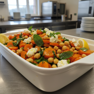 Salade de carottes, pois chiches et féta - Recette restauration collective