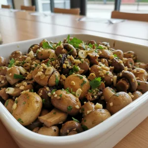 Salade de champignons rôtis à l'ail et persil - Recette restauration collective