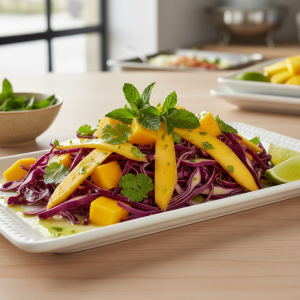 Salade de chou rouge et mangue - Recette restauration collective