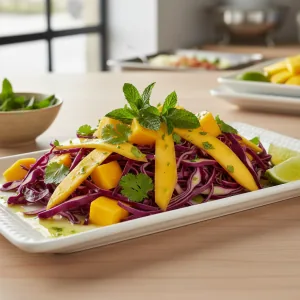 Salade de chou rouge et mangue - Recette restauration collective