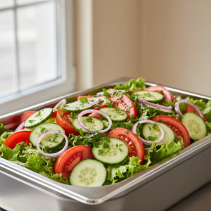 Salade de concombre, tomates et oignons - Recette restauration collective