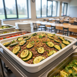 Salade de courgettes, quinoa et pignons - Recette restauration collective