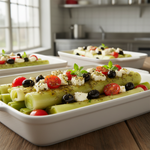 Salade de poireaux à la grecque - Recette restauration collective