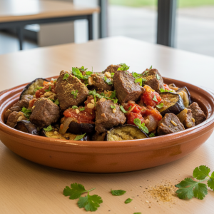 Sauté d'agneau aux aubergines - Recette restauration collective