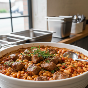 Sauté d'agneau aux haricots blancs - Recette restauration collective