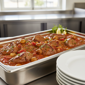 Sauté de veau chasseur - Recette restauration collective