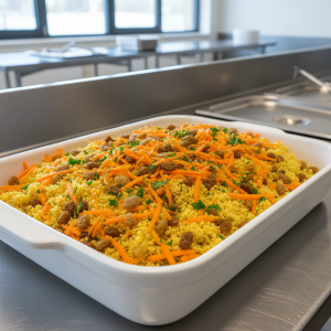 Semoule aux carottes râpées et raisins secs - Recette restauration collective