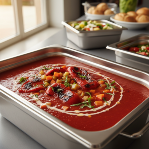 Soupe de poivrons rouges - Recette restauration collective