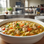 Soupe de poulet aux nouilles - Recette restauration collective