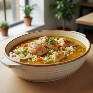 Soupe de volaille au riz - Recette restauration collective