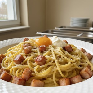 Spaghetti à la carbonara - Recette restauration collective