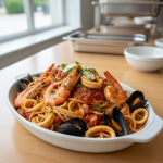 Spaghetti aux fruits de mer - Recette restauration collective